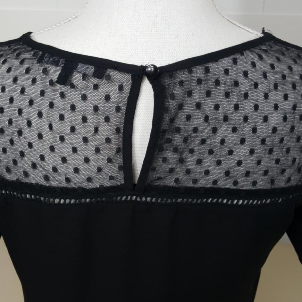 Ro&De Black Lace Mesh Puff Sleeve Blouse Size Small - Picture 5 of 7